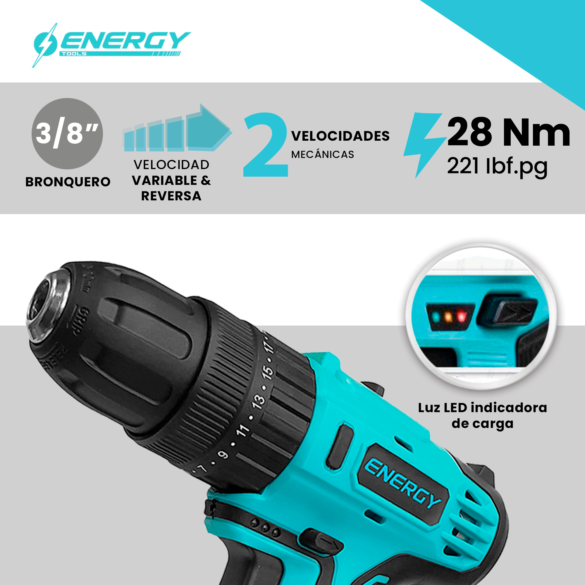 Taladro Inalámbrico con Control de Torque  - Rotomartillo Inalambrico - Destornillador Inalámbrico con Bateria