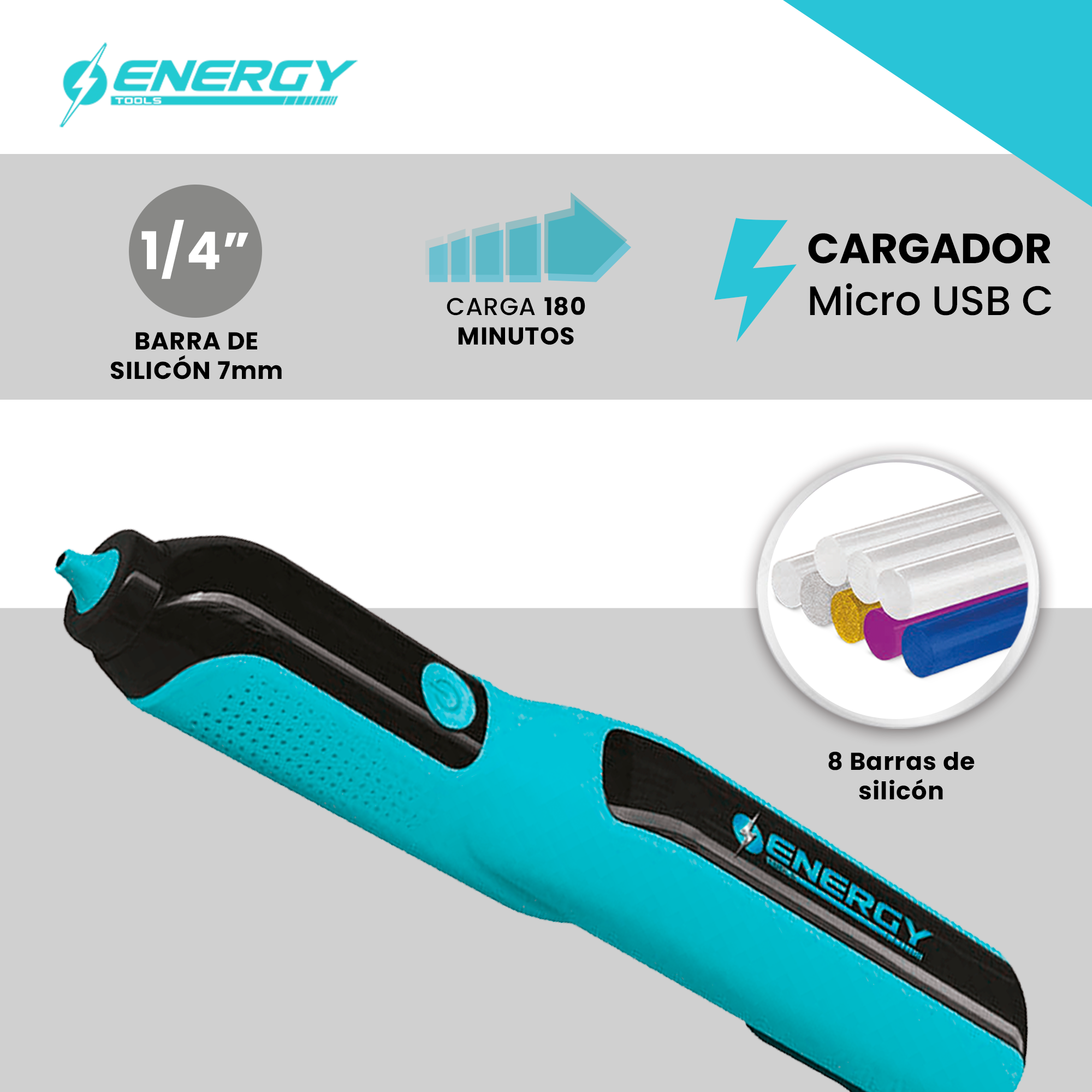 Pistola de Calor - Pistola de Silicon Caliente - Incluye 8 Barras de Silicon Delgadas - Ideal para Manualidades