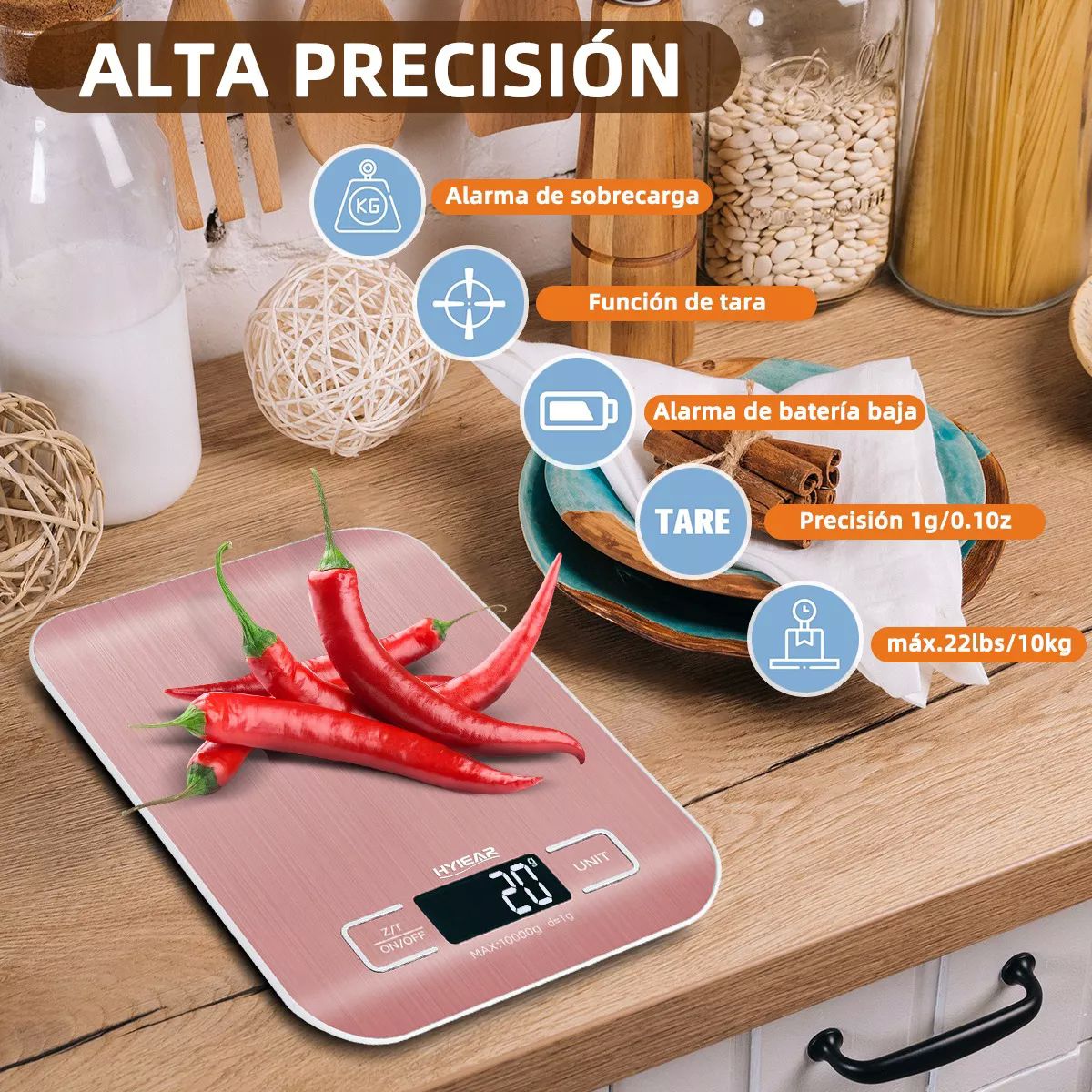 bascula de cocina digital recargable con usb 