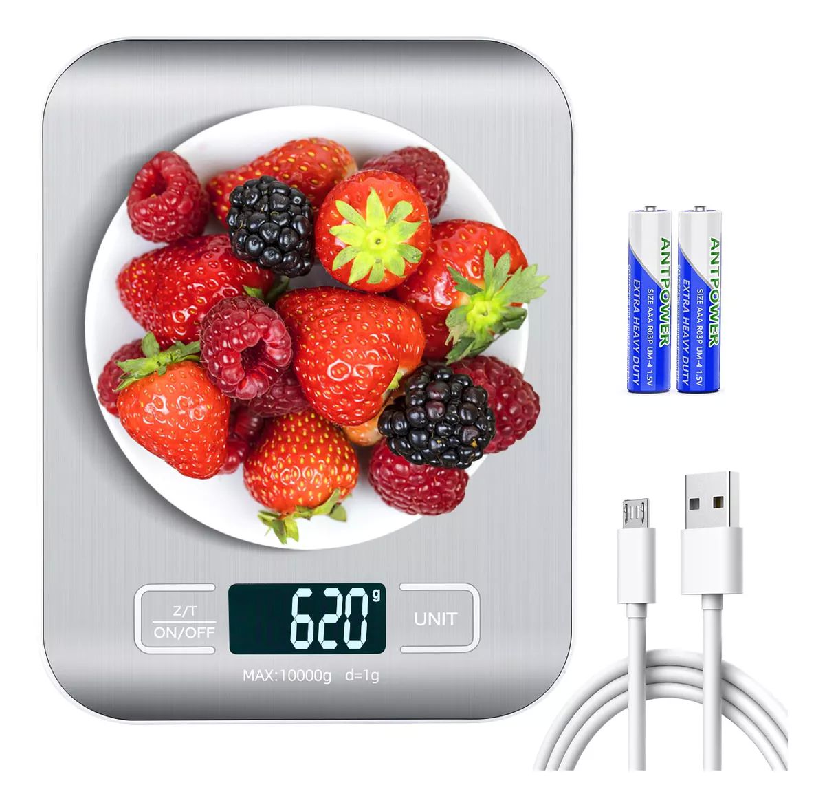 bascula de cocina digital recargable con usb 