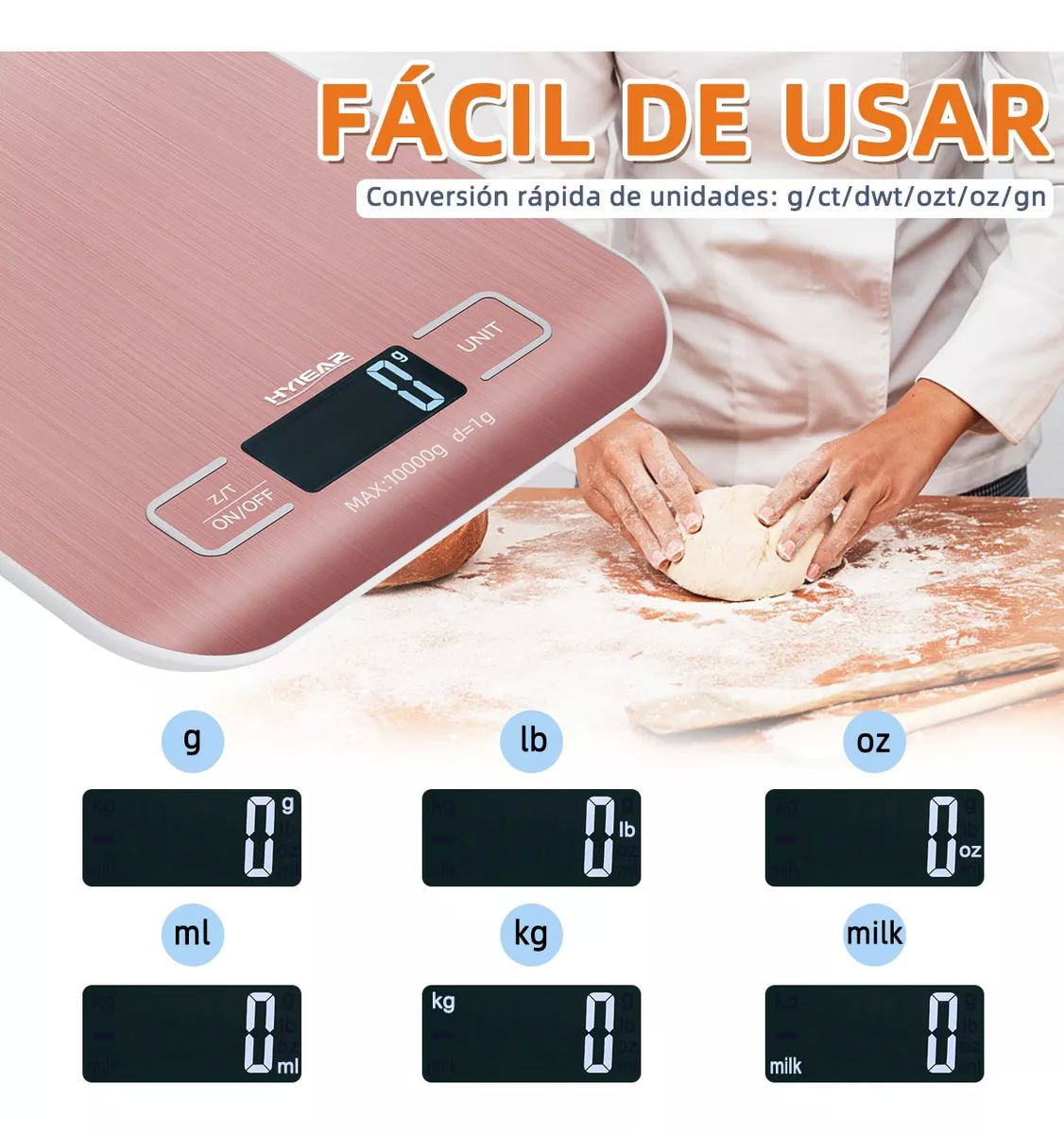 bascula de cocina digital recargable con usb 