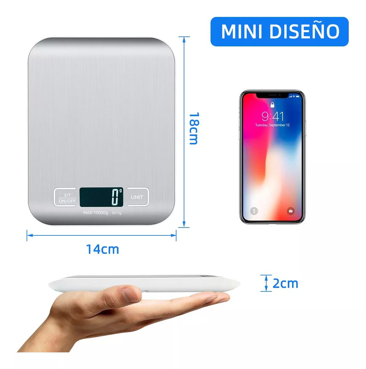 bascula de cocina digital recargable con usb 