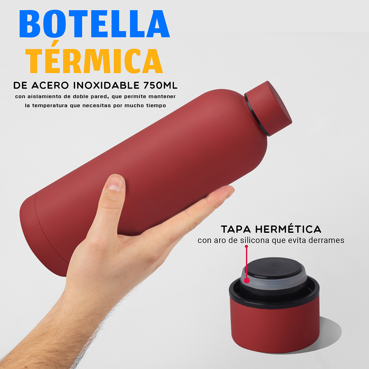 Termo Botella Acero Inoxidable Fría/caliente 750 Mililitros, Vino