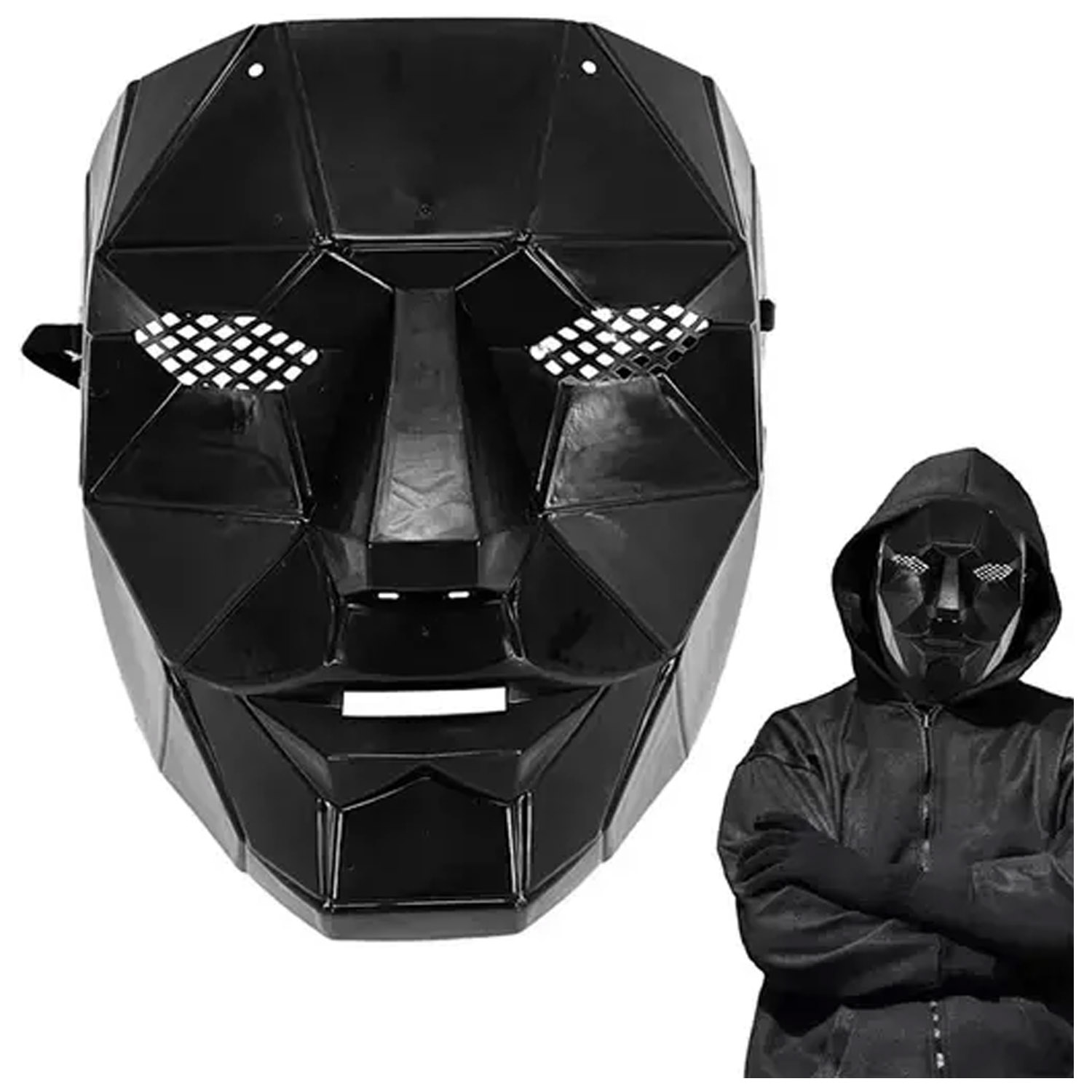 Halloween Disfraz Máscara MXSUI-001-3 1 pza, 25x18x4cm Plástico PVC Máscara Negra, SkuidBos