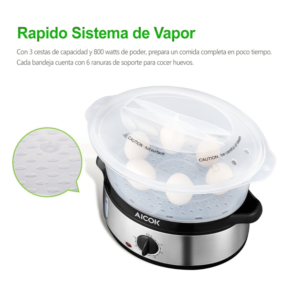 Vaporera Eléctrica Apilable 3 Niveles VE4401 Aicok