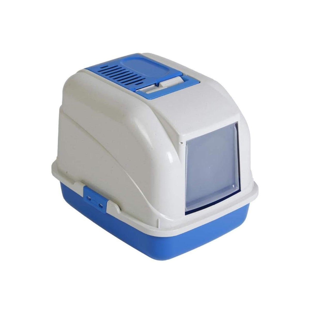 Arenero Para Gatos Cerrado Con Pala Puerta Filtro Sanitario Azul