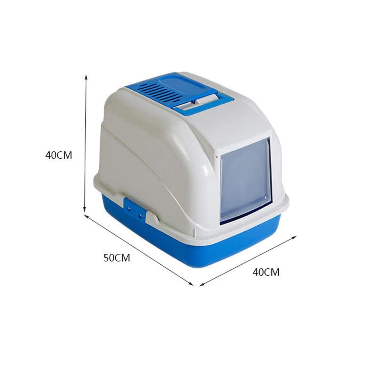 Arenero Para Gatos Cerrado Con Pala Puerta Filtro Sanitario Azul