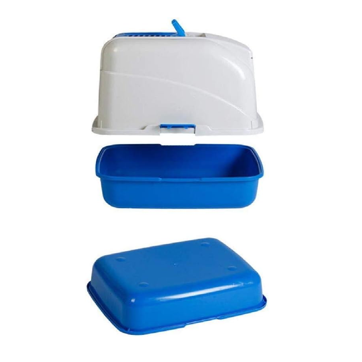 Arenero Para Gatos Cerrado Con Pala Puerta Filtro Sanitario Azul