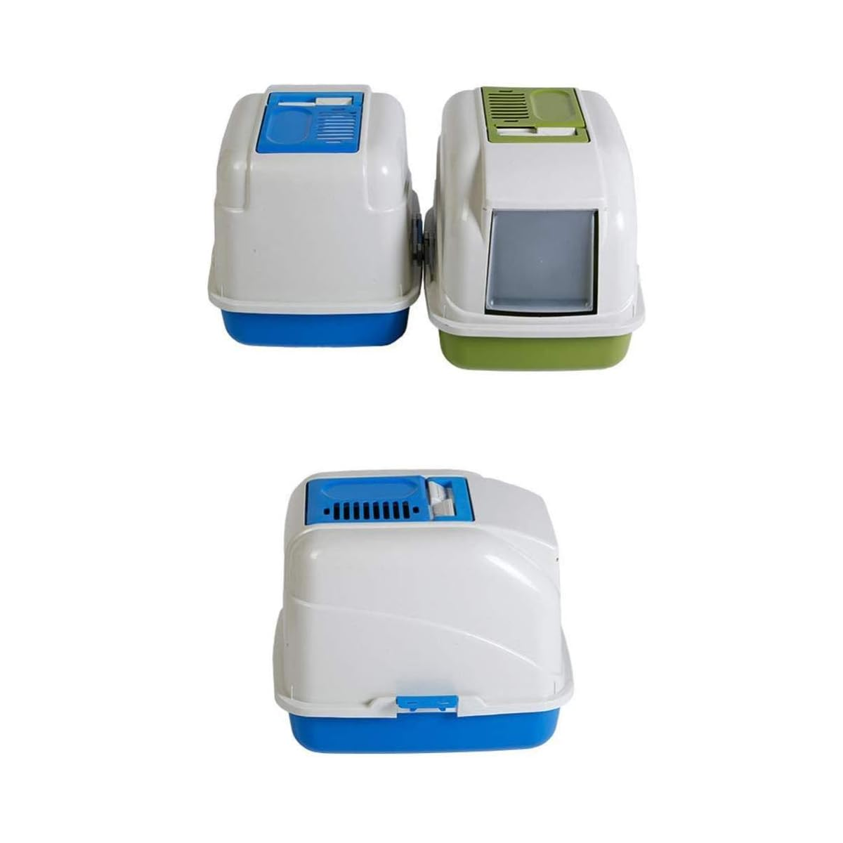 Arenero Para Gatos Cerrado Con Pala Puerta Filtro Sanitario Azul