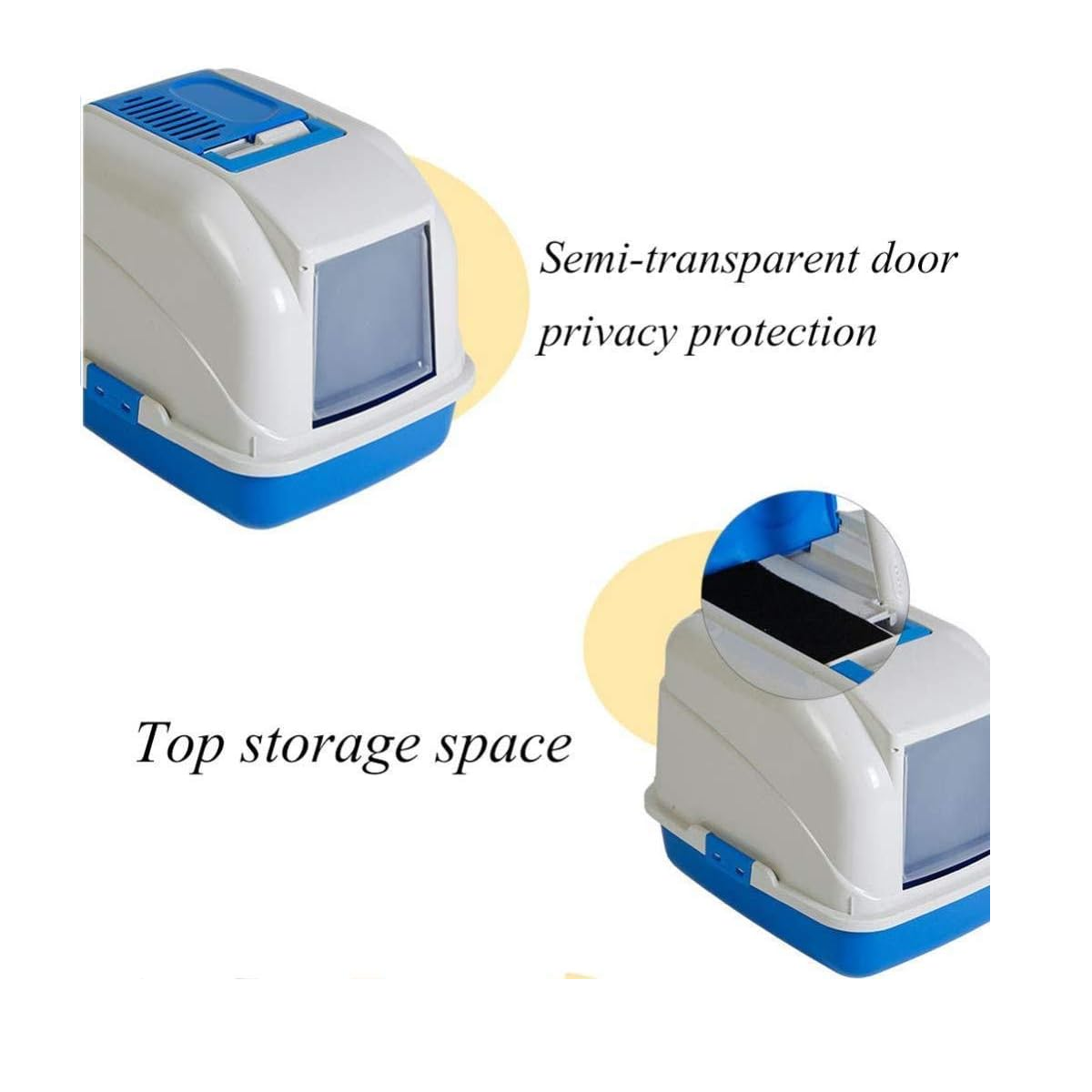 Arenero Para Gatos Cerrado Con Pala Puerta Filtro Sanitario Azul