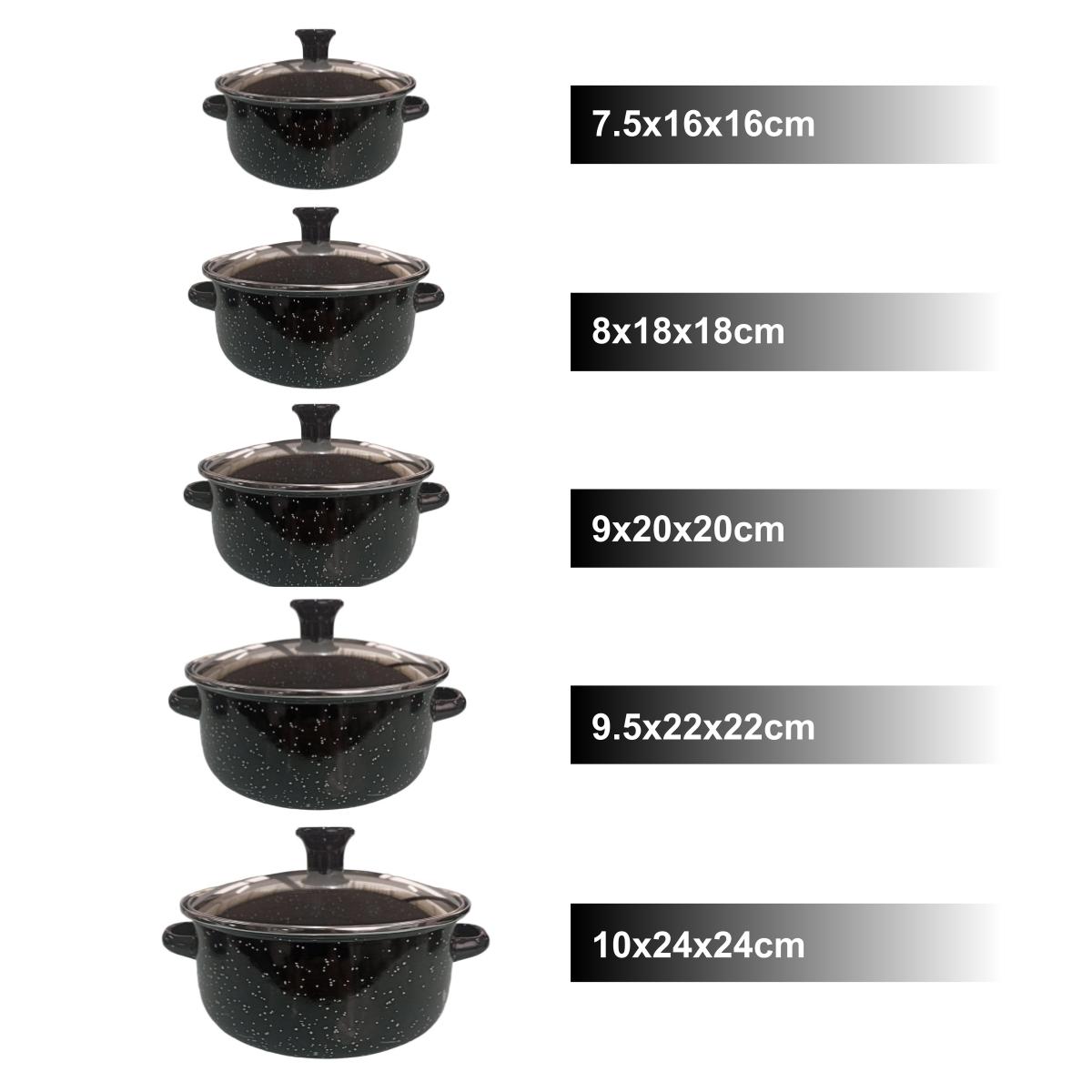 Juego de ollas con tapa de Peltre 10 pz International Negra Shorbull