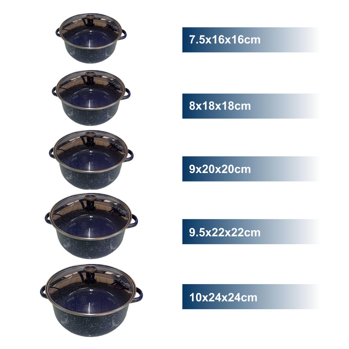 Juego de ollas con tapa de Peltre 10 pz International Azul Shorbull