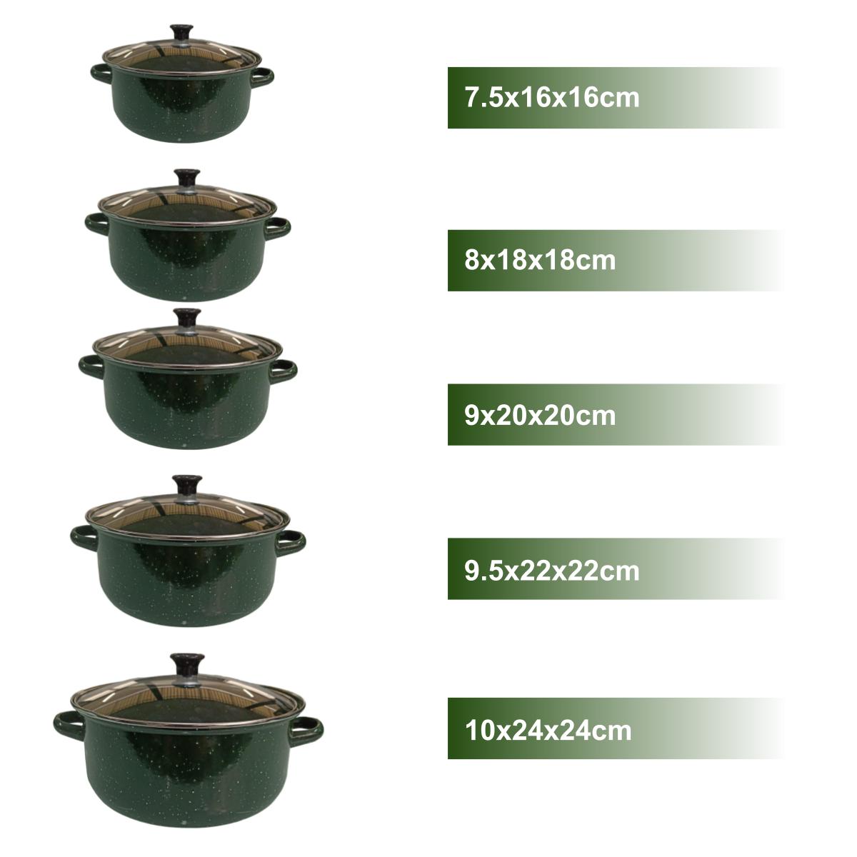 Juego de ollas con tapa de Peltre 10 pz International Verde Shorbull