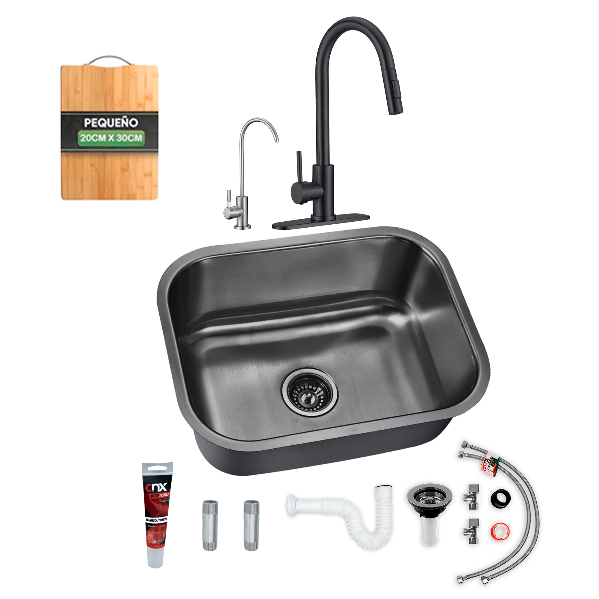 Fregadero de Cocina de Acero Inoxidable + Kit de Instalación y Mezcladora