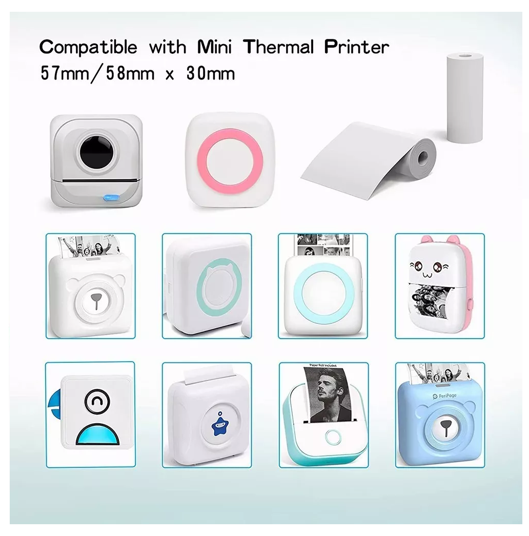 9 Rollos Térmicos Etiqueta 58mm Color Blanco