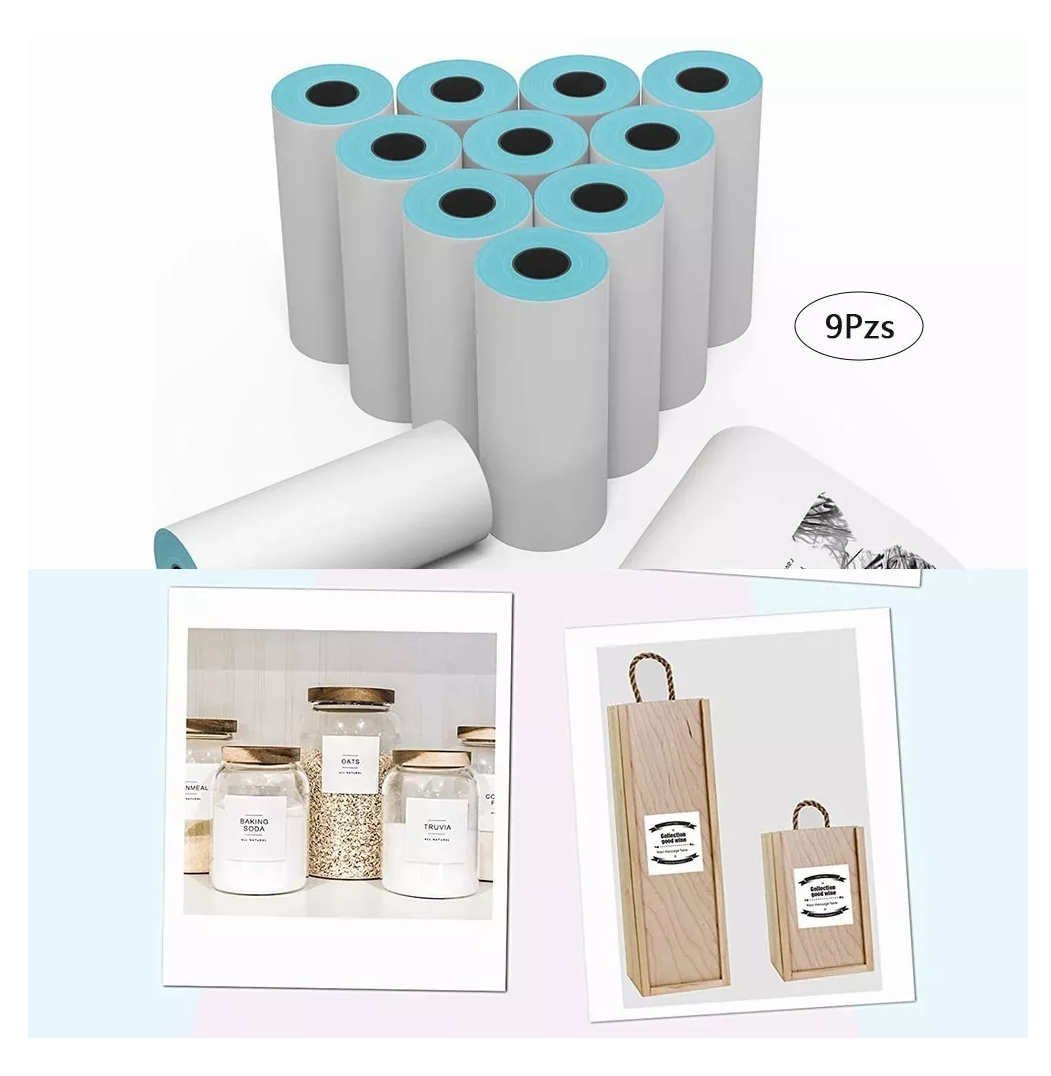 9 Rollos Térmicos Etiqueta 58mm Color Blanco