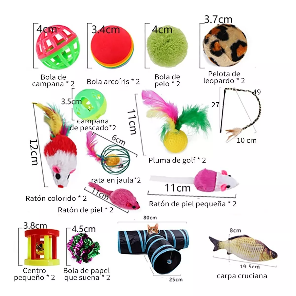 Kit Juego De Túneles De Plumas De Campana Para Gatos, 27 Piezas