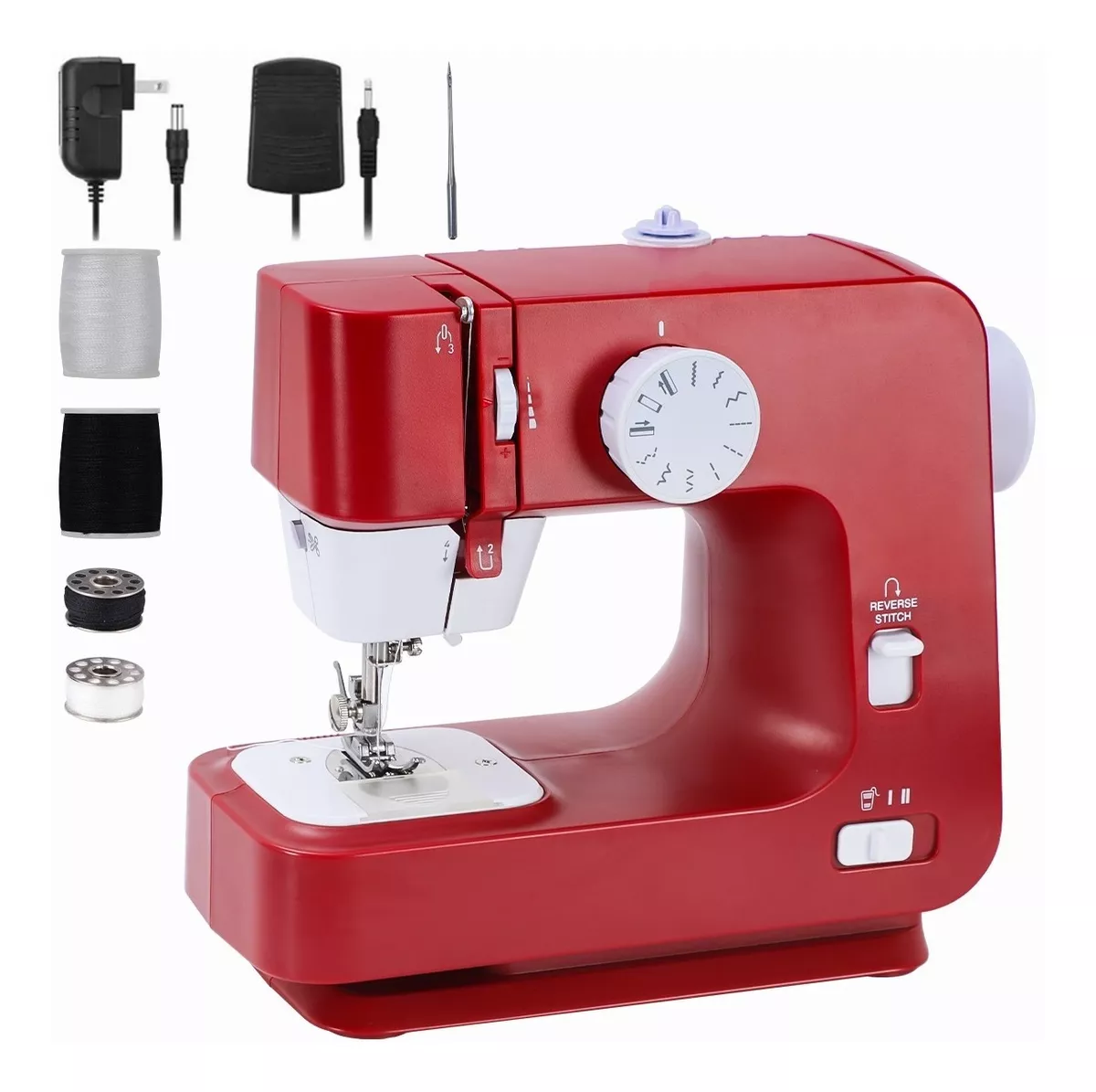 Máquina De Coser Portátil El Hogar Eléctricas De 12 Puntada Rojo