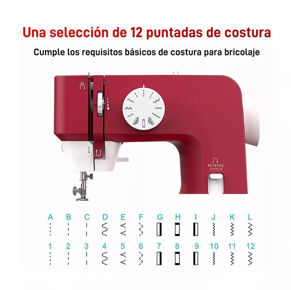 Máquina De Coser Portátil El Hogar Eléctricas De 12 Puntada Rojo