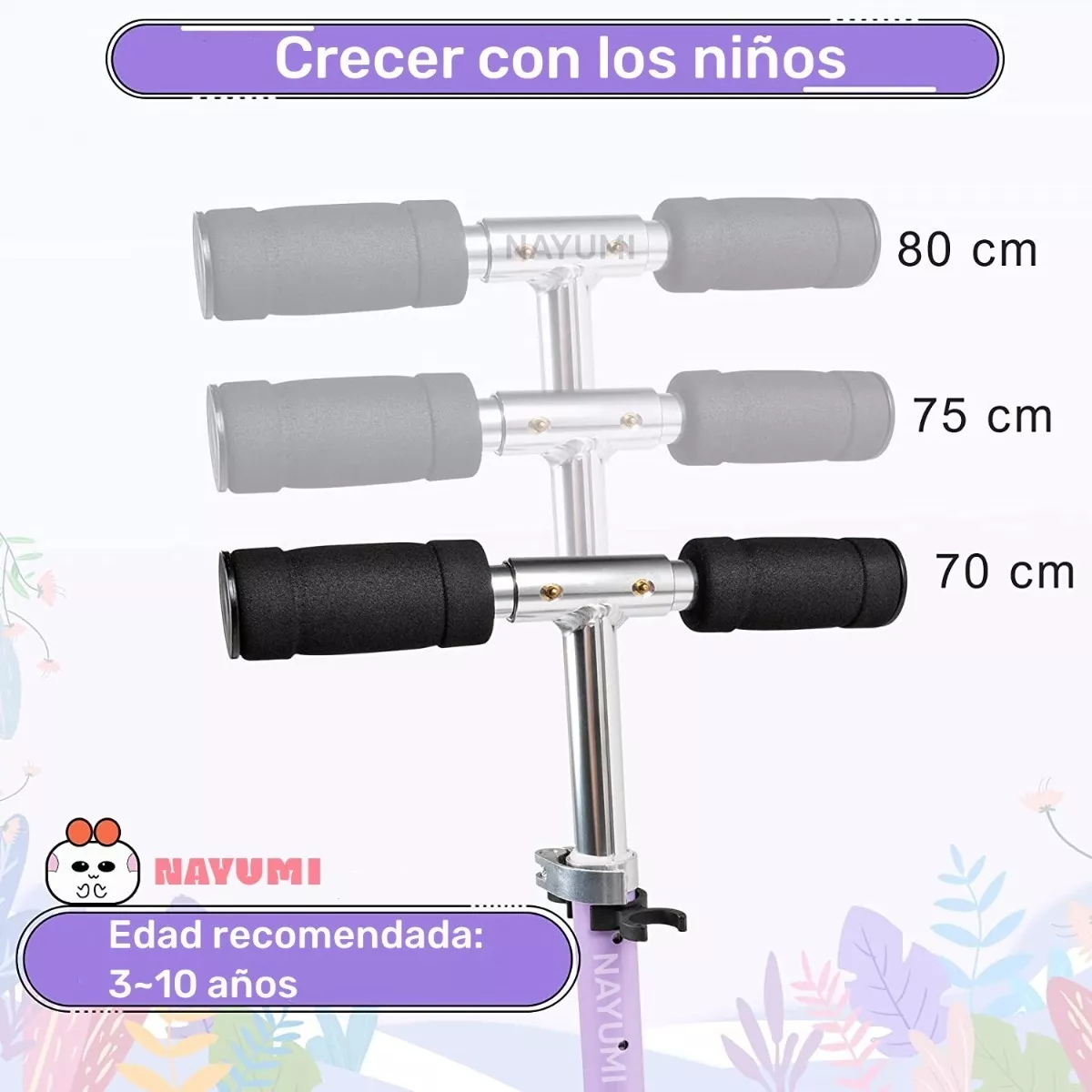 Monopatín De Pie Scooter Plegable Con Luces Para Niños Morado