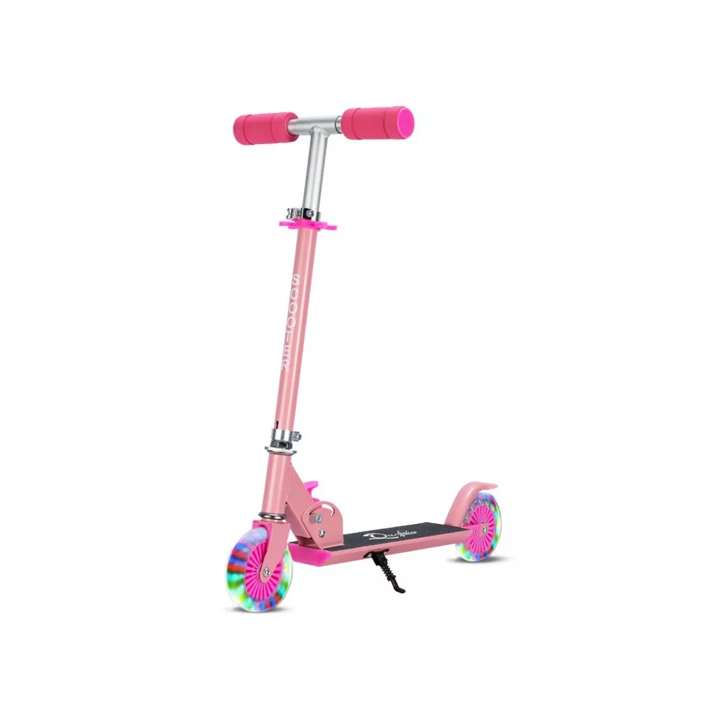 Monopatín Plegable Con Luces Para Niñas Rosa