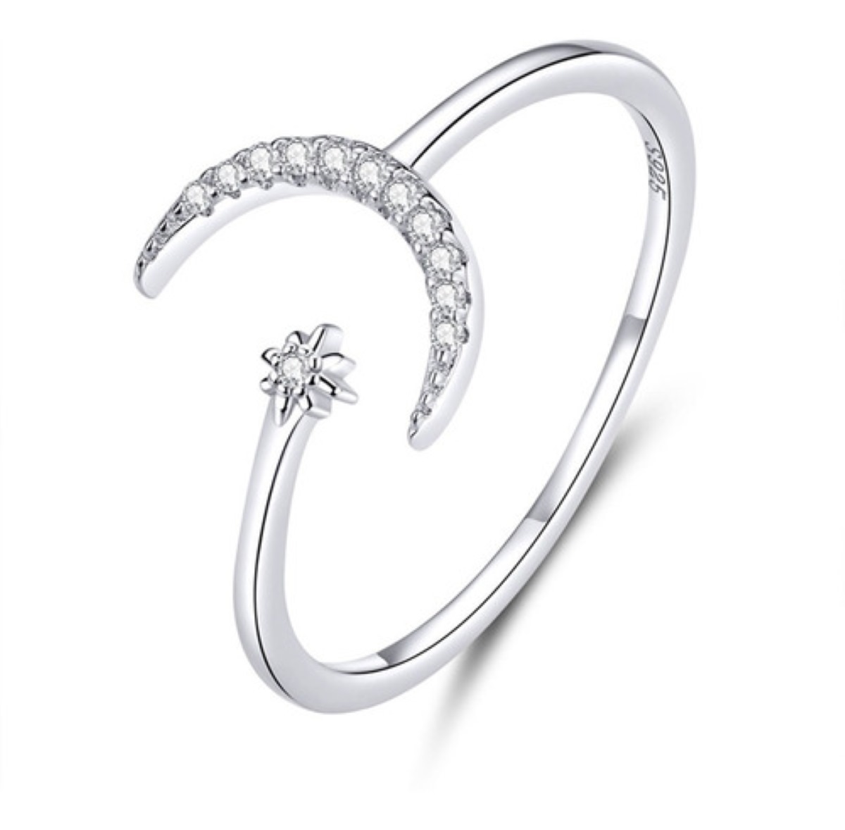 Anillo De Luna Y Estrella Vintage De Plata 925 Mini Luna 