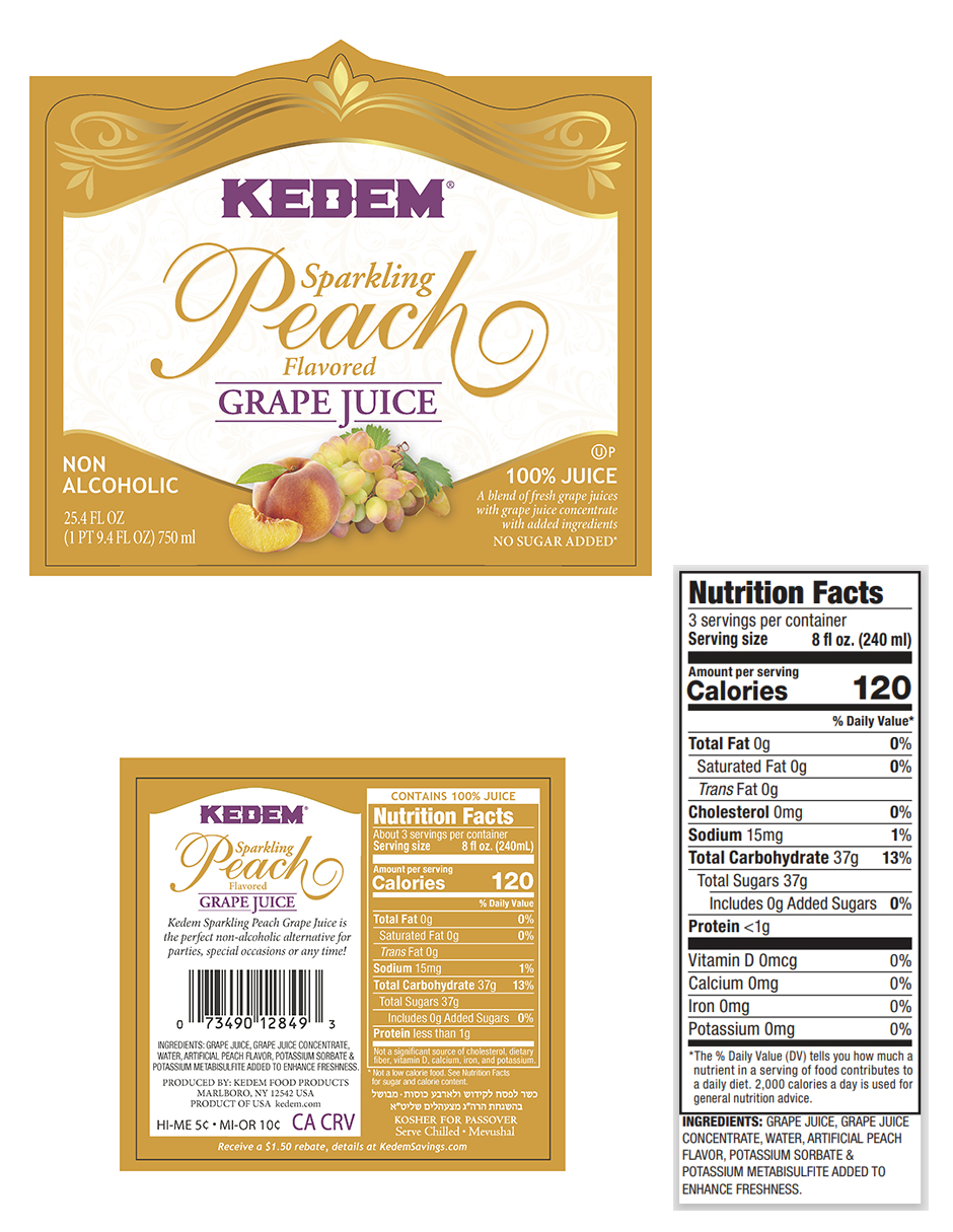 Kit de 2 - Jugos Espumoso Kedem Sparkling Concord Sabor Durazno sin alcohol 750 ml