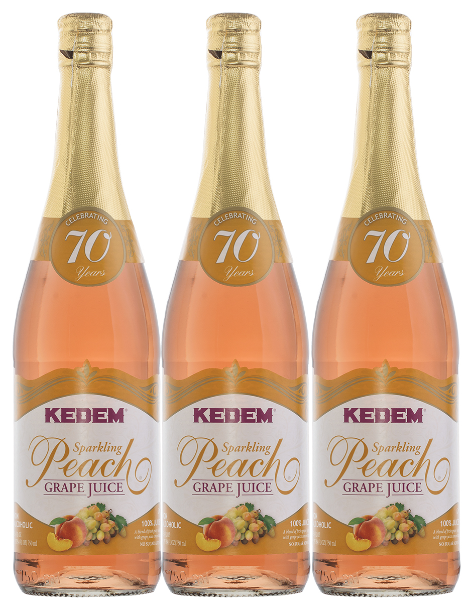 Kit de 3 - Jugos Espumoso Kedem Sparkling Concord Grape Sabor Durazno sin alcohol 750 ml