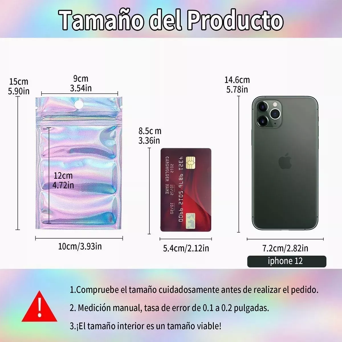 100 Bolsas Holográficas A Prueba De Olores Con Cierre PLATA 