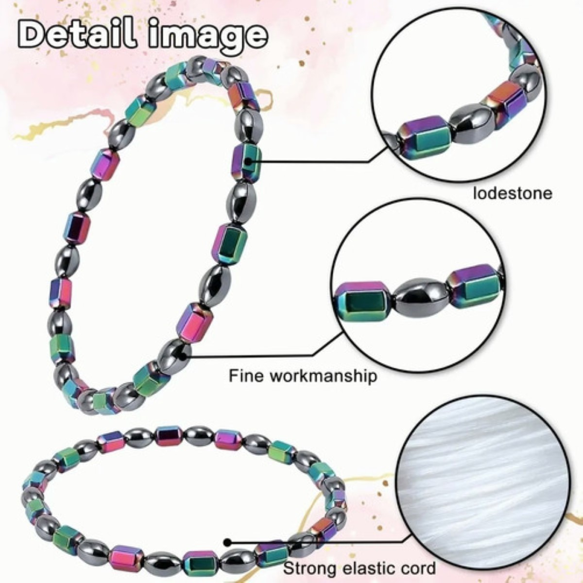 2pcs Tobillera Pulsera Deterapia Magnética 7cm Negro/Colores