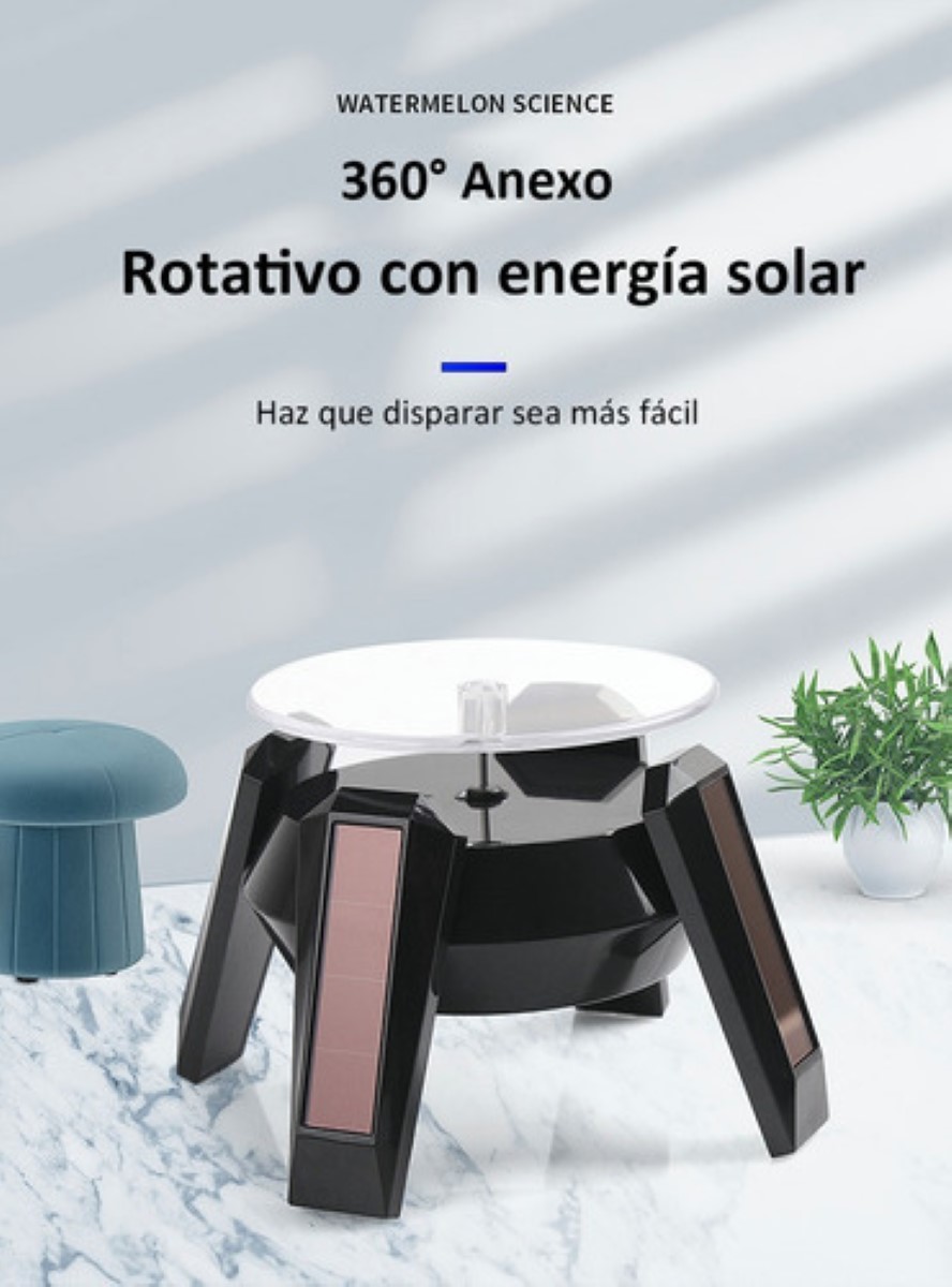 Solar Base Giratoria Eléctrica para Adornos Negro