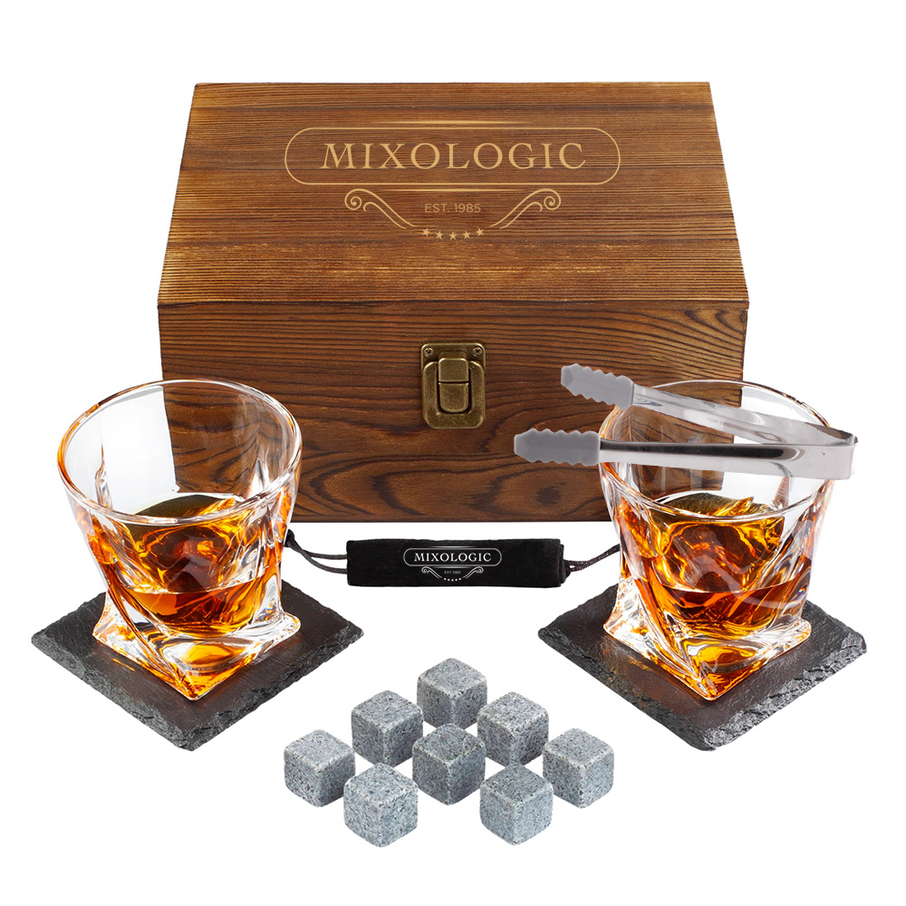 Set de Regalo con Vasos de Vidrio y Accesorios para Coctelería