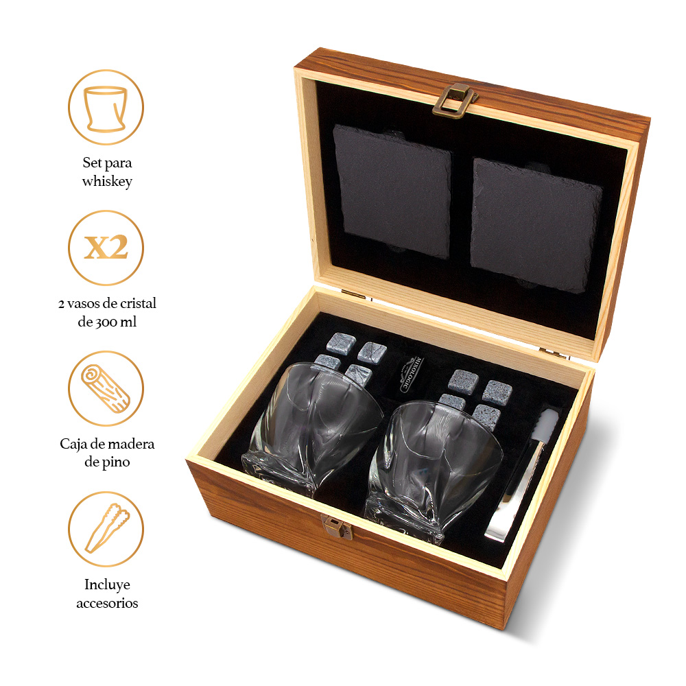 Set de Regalo con Vasos de Vidrio y Accesorios para Coctelería