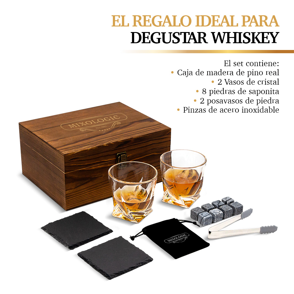 Set de Regalo con Vasos de Vidrio y Accesorios para Coctelería