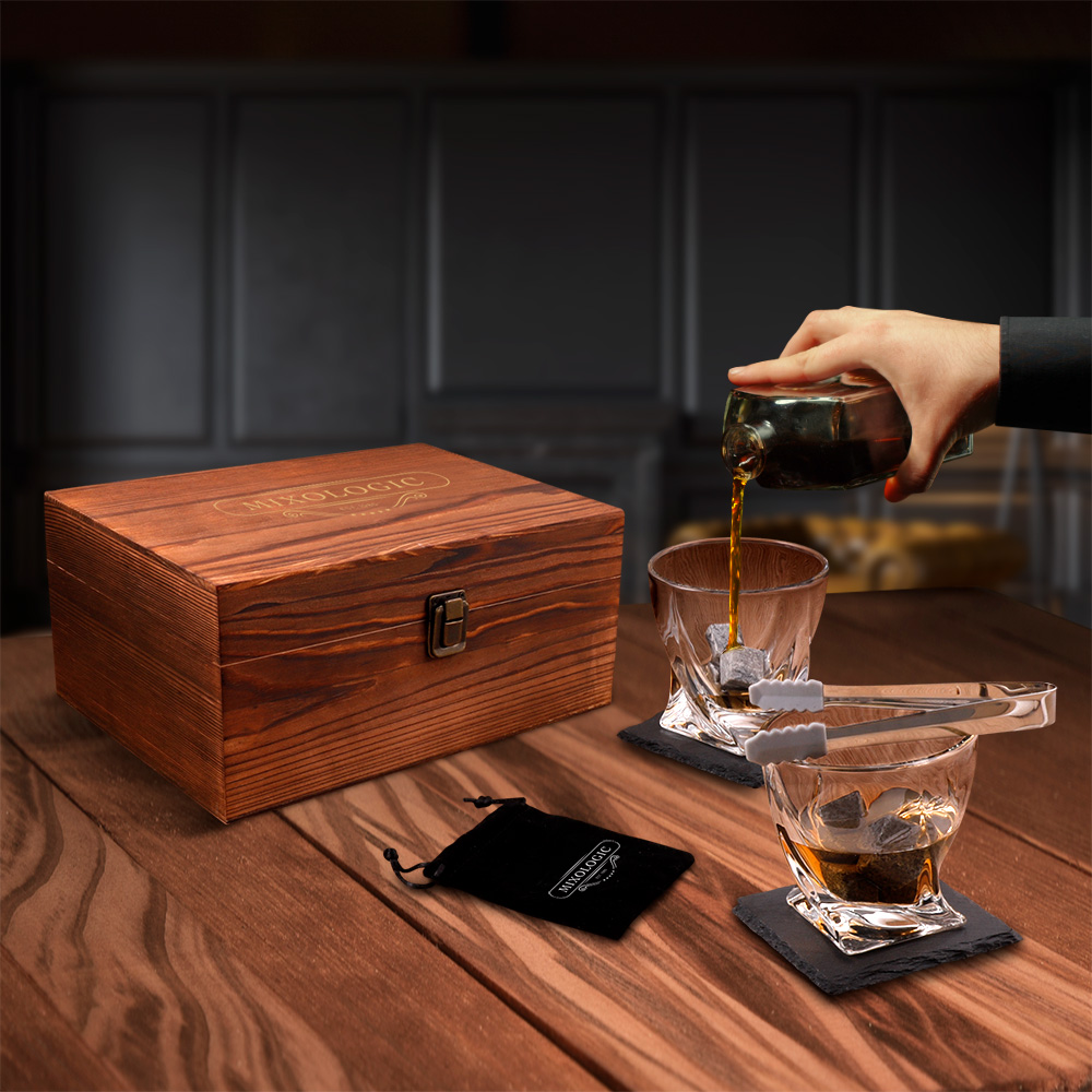 Set de Regalo con Vasos de Vidrio y Accesorios para Coctelería