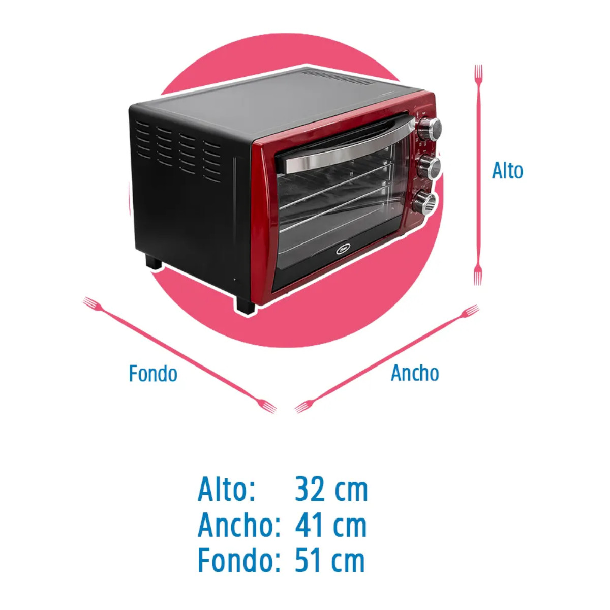 Horno tostador electrico Oster 32Lt 6 Funciones Temporizador