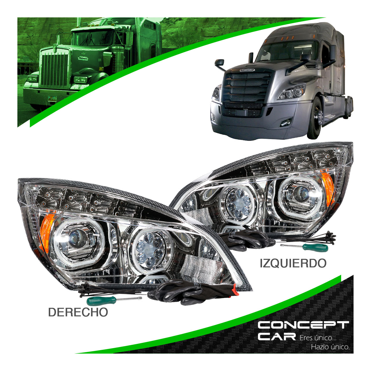 Par Faro Unidad Freightliner Cascadia Nuevo Led Performa Cr