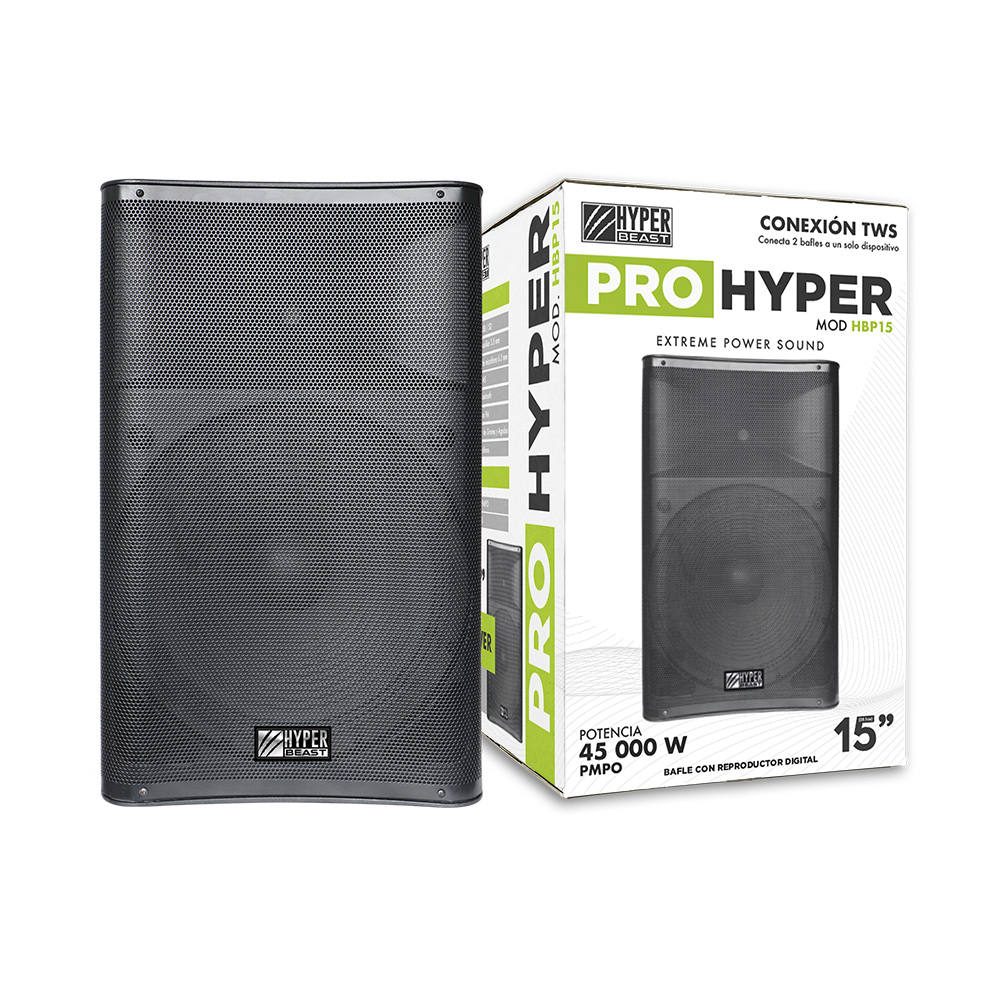 Bocina Bafle Hyper Beast 15 Pulgadas Bluetooth TWS 60W RMS.