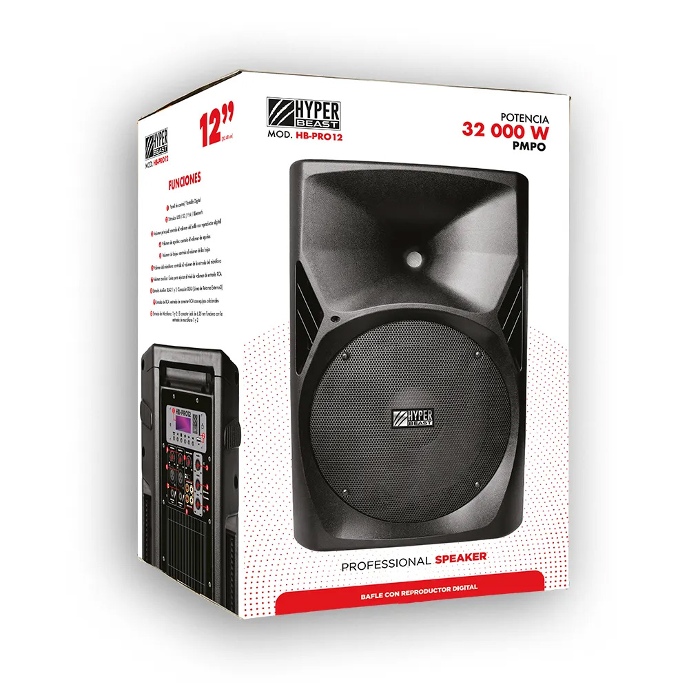 Bocina Profesional Hyper Beast 12 Pulgadas Bluetooth Amplificador.