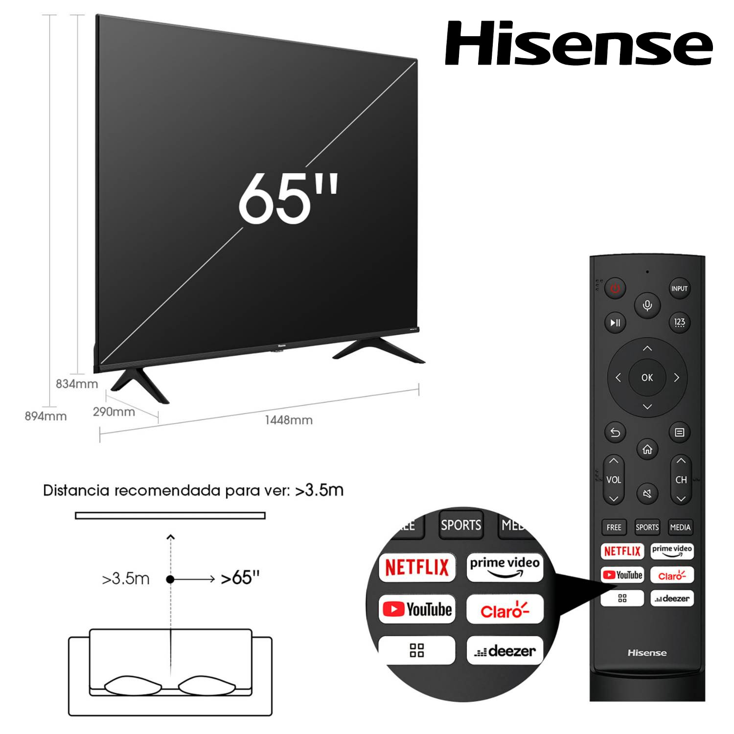 Smart TV Hisense 65 Pulgadas UHD 4K.