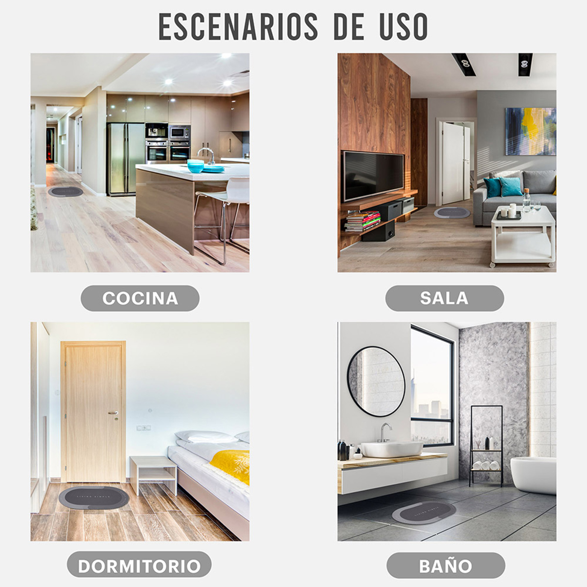 Tapete de Baño Ultra Absorbente y Antideslizante Extragrande