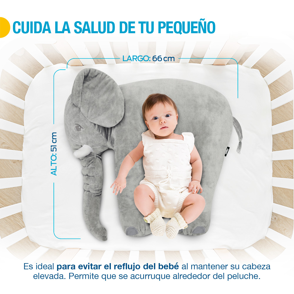 Almohada de Soporte para Bebé Elefante Peluche Gigante