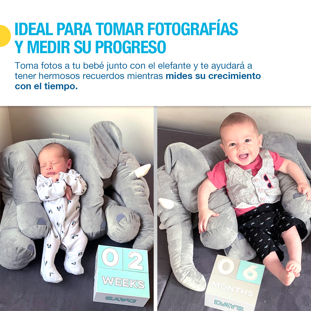 Almohada de Soporte para Bebé Elefante Peluche Gigante