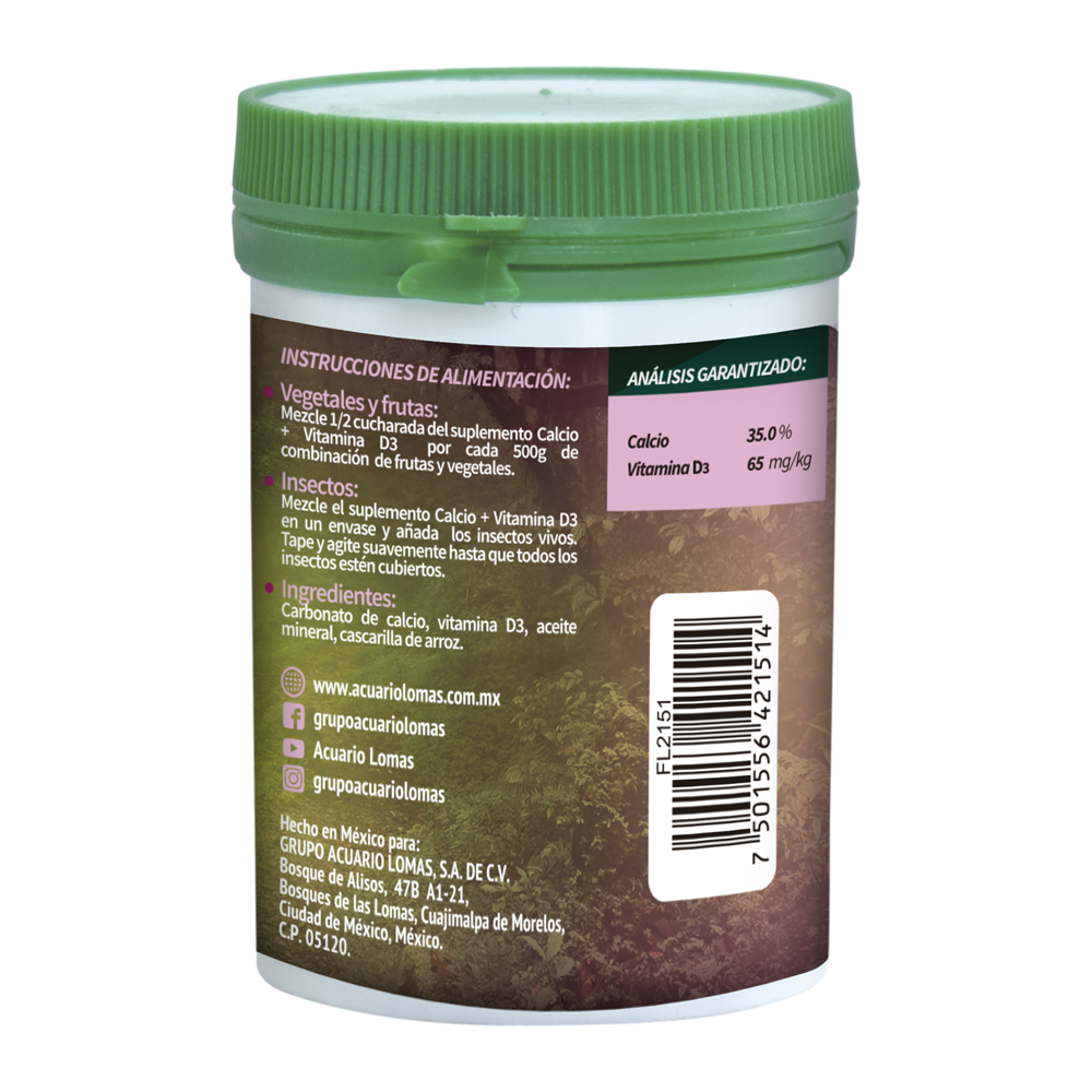 SUPLEMENTO DE CALCIO C/VITAMINA D3 P/REPTILES 135 G