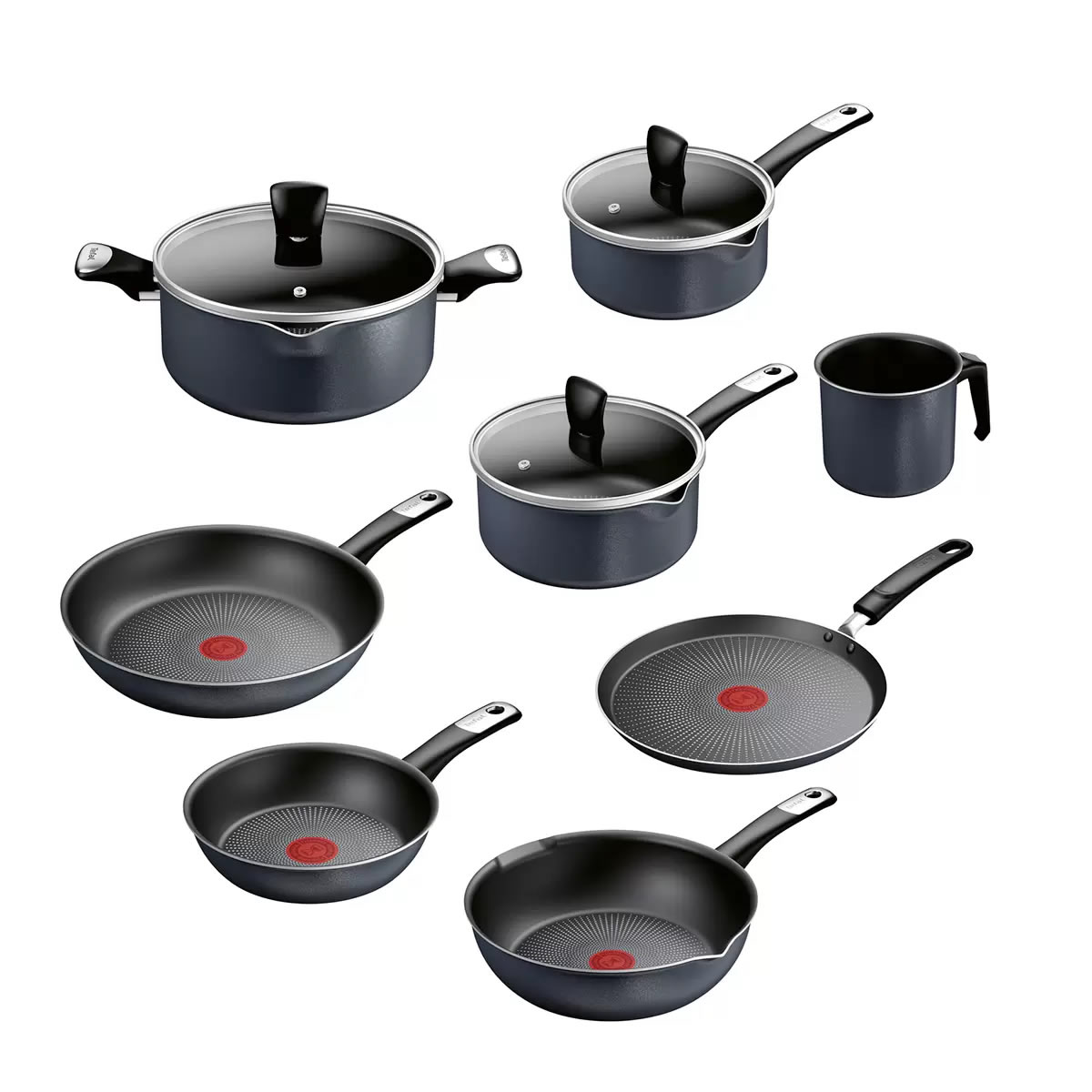 Batería De Cocina T-Fal Hard Titanium Plus C3939182 11 Piezas