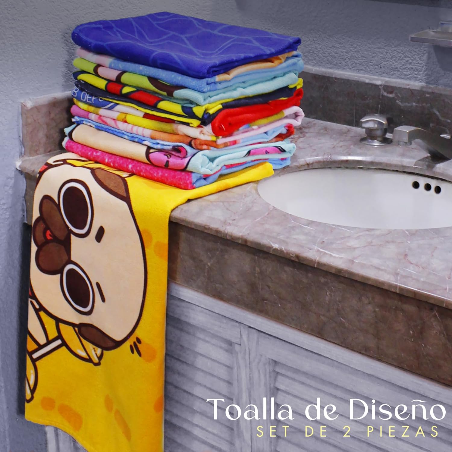 Set 2 Toallas De Baño Diseño Peso Pluma Microfibra de Poliéster.