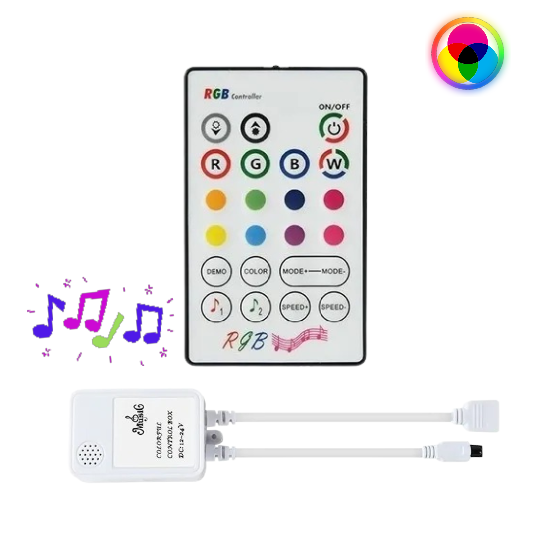 Tira Led Multicolor Neón Audiorítmica Control y APP Bluetooh 5mts Rgb