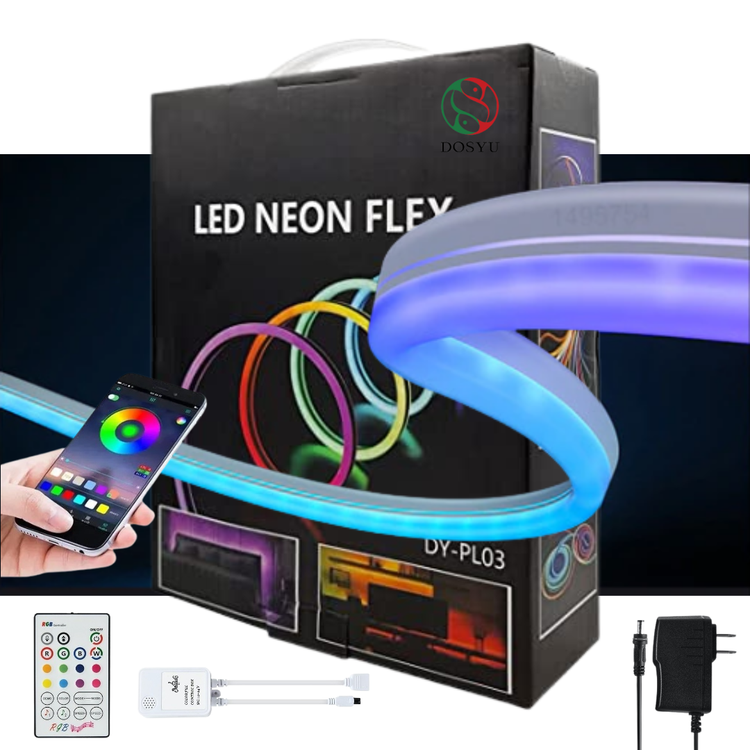 Tira Led Multicolor Neón Audiorítmica Control y APP Bluetooh 5mts Rgb