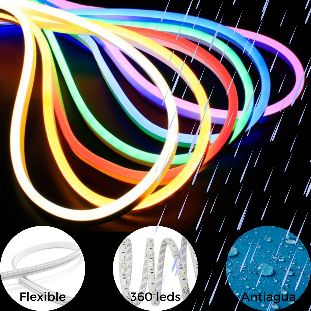 Tira Led Multicolor Neón Audiorítmica Control y APP Bluetooh 5mts Rgb