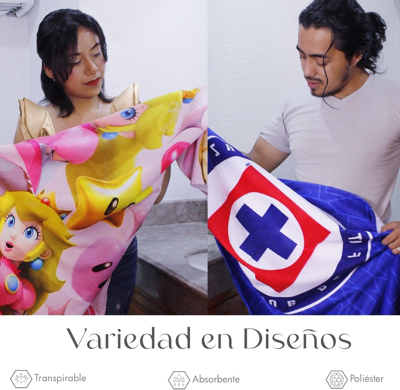 Set 2 Toallas De Baño Diseño Billete Mexicano Ajolote Microfibra de Poliéster